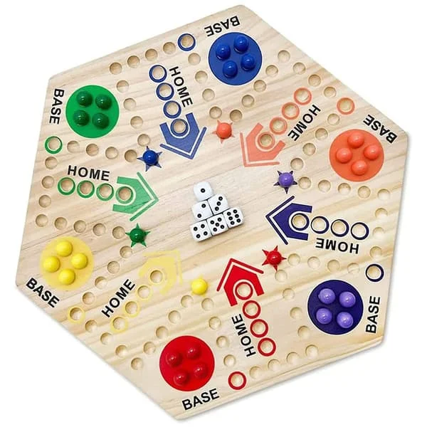 Träspel, Brädspel Dubbelsidigt Målat 64 Spelare Snabbspår Brädspel Trä Med 6 Färger 24 Kulor För Vuxna Barn Familj-26