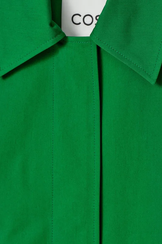 COS Women's Cotton Car Coat in Green
