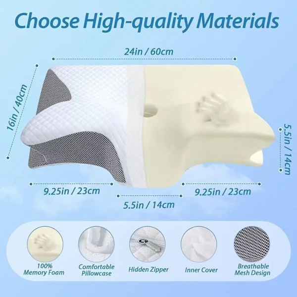 Fjärilpute nakkepute sovepute memory foam langsom gjenoppretting hotell null trykk pute kjerne cervikal