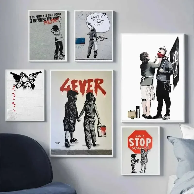 AliExpress - Straatcultuur Graffiti Art Banksy Wall Art Minimalistische Print Canvas Schilderij Posters voor Slaapkamer Modern Home Decor
