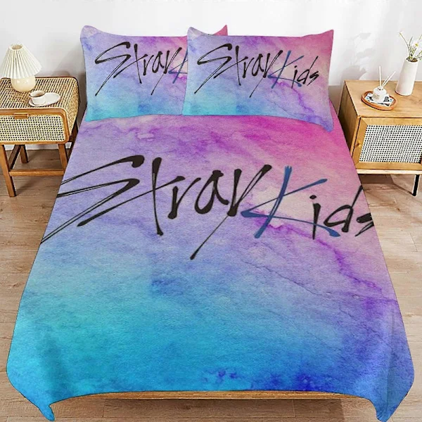 Sängkläder SX272 Stray Kids Sängkläder Påslakan Bekväma och Lätta Tecknade Sängkläder 3 Delar (1 Påslakan och 2 Örngott) AC272