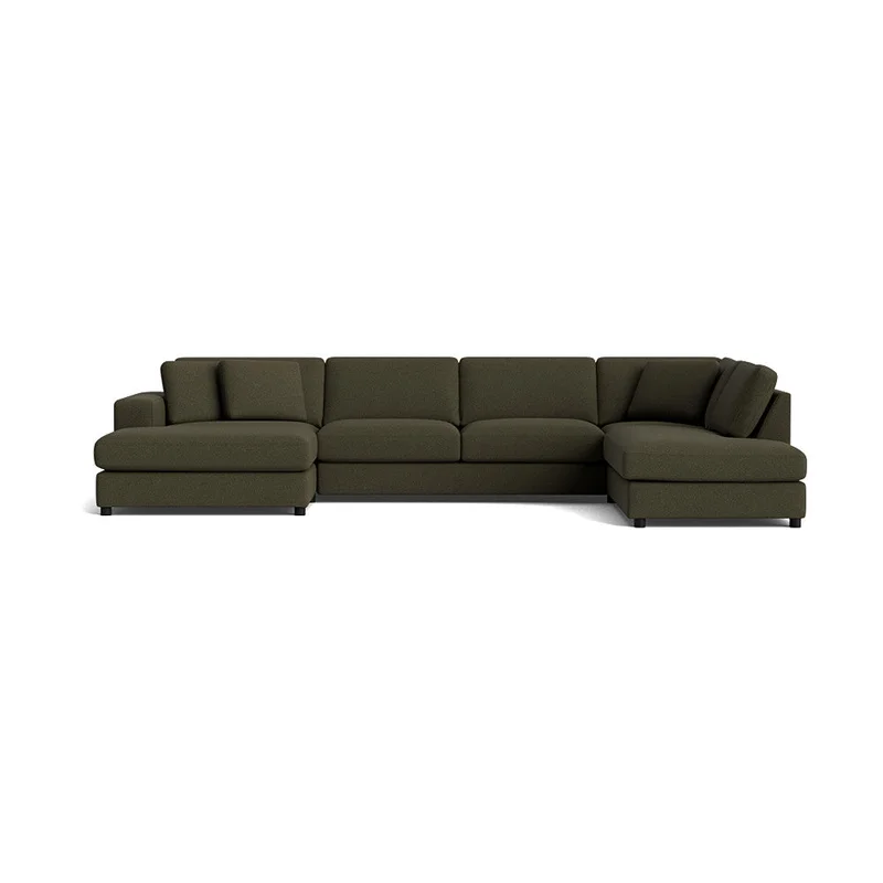 Oasis U-Form Sofa, links, Farbe Loop Grün, einfarbig, moderner Stil, bequeme Nozag-Federung, hochwertige Wohnlandschaft, 79cm Gesamthöhe