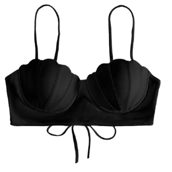 Dame Bikinitopp Push Up Swim Top Bøyle Badedrakt Topp Vattert Badedrakt kun Black