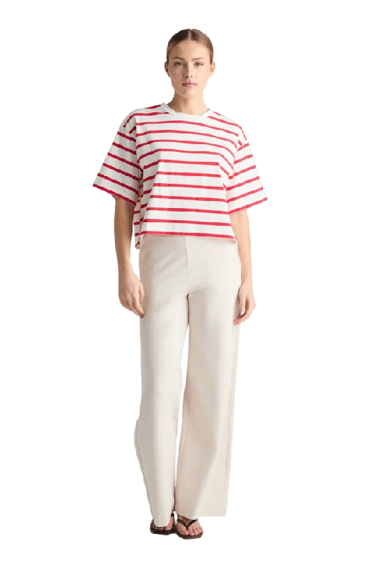 Residus Tibi Tee - Raspberry Stripe T-shirts & toppar Dam Röd M