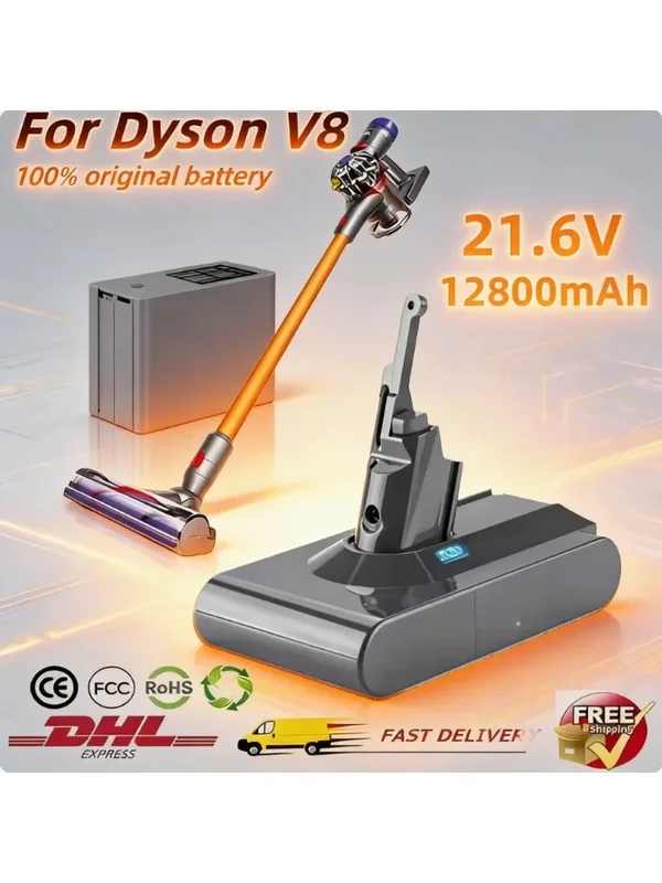AliExpress - Für Dyson V8 Akku 12800mAh Lithium-Ersatzakku für Dyson V8 SV10, kompatibel mit V8 Animal, V8 Absolute, V8 Motorhead.