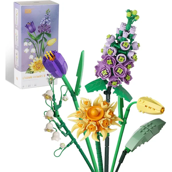 Mini-Lego Blombukett Byggset, Konstgjorda Blommor, DIY Unik Dekoration Hem, 534 Bitars Botanisk Kollektion för Tjejer 6-18 År