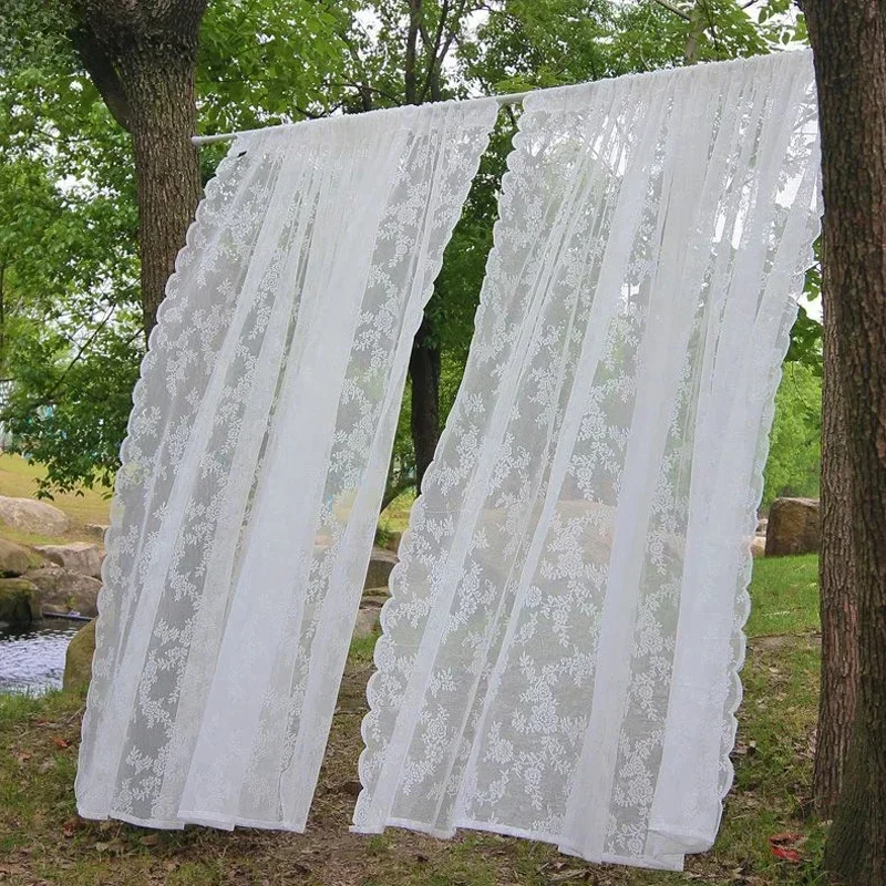 AliExpress - Französische weiße Spitzen-Gardinen, Vorhänge mit Schlaufen für die Gardinenstange, fertig konfektioniert für Hochzeitsdekoration & 