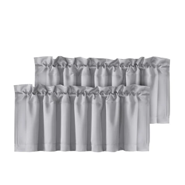 Pimennysverhot, 2 kpl - Polyesteriset lyhyet ikkunaverhot makuuhuoneeseen, olohuoneeseen LightGrey