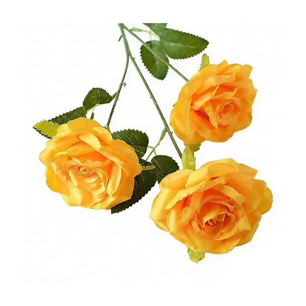 Kunstig roseblomst Realistisk falsk langstilket rosebukett med 3 hoder blomster for bryllupsmidtpunkter Hjemmefestdekor