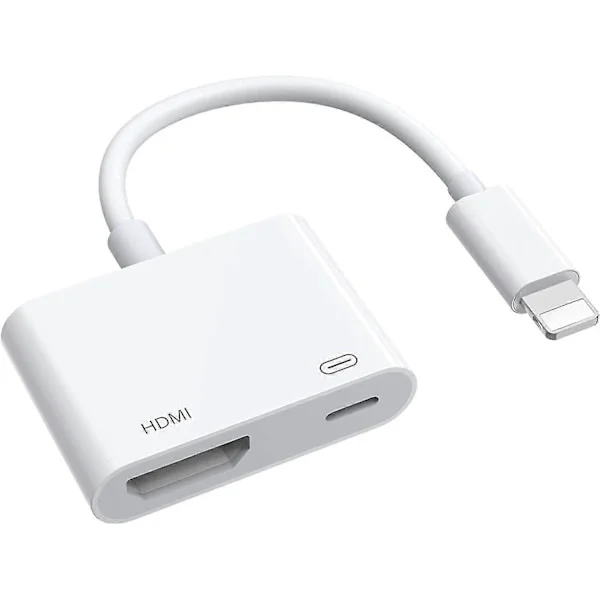 【NX】HDMI-adapter kompatibel med iPhone till TV, 1080p digital AV-adapter kompatibel med iPhone och iPad (måste anslutas till ström)