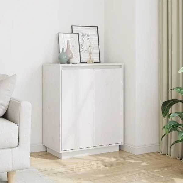 vidaXL Skänk vit 60x34x75 cm massiv furu