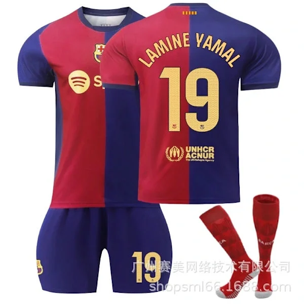 Lamine Yamal 19 Barcelona 24-25 Hjemmedrakt Siste Voksen Barn Ny Sesong Fotballdrakt - WELLNGS Barn 26(140-150cm) Barn 26(140-150cm)
