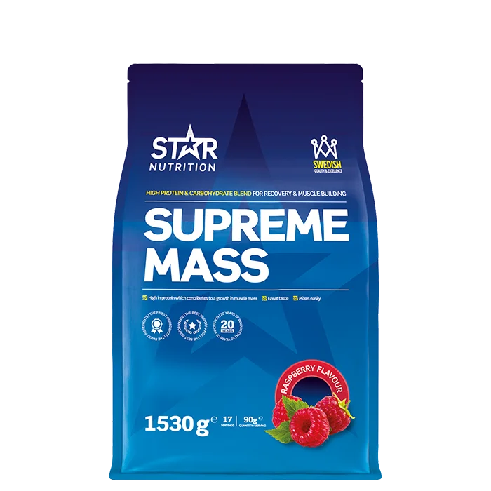 Star Nutrition Supreme Mass Gainer 1,53 kg, Hallon - Bodyman.dk
