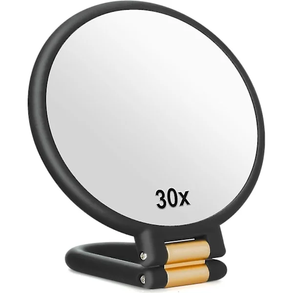 30x Förstorande Spegel Resa Hand Spegel med Handtag - Dubbelsidig Handhållen Spegel med 1X 30X Magn [LGL]