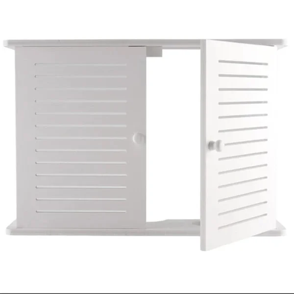 Wireless WiFi Router Box Wooden Box Cable Plus Wire Holder Wall Mounted Socket Shelf L