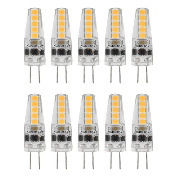 10 pcs G4 LED Bulbs 2W Bi Pin Base Dimmable Lamps for Chandelier Ceiling Lamp Table Lamp Warm White 3000K AC 12-24V