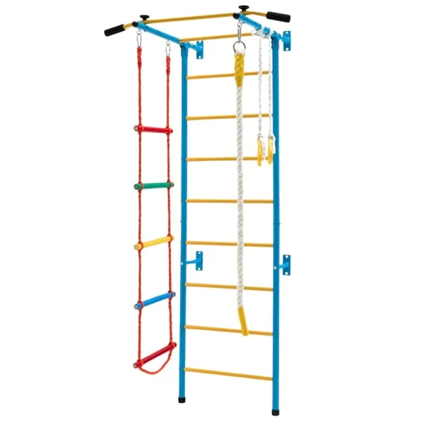 Barns klättervägg sportutrustning för barn upp till 100 kg 107 x 83 x 223 cm blå och gul