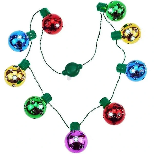 LED Julgransljus Halsband - 3 Ljuslägen - Ett glödlampshalsband perfekt för Halloween, Jul och familjesammankomster.