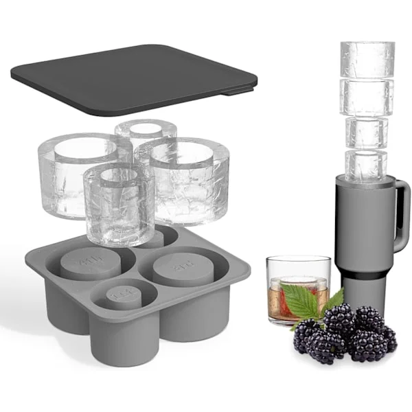Silikoninen jäämuotti kannella Stanley Cupille, juomalasin jäämuotti, sylinterimäiset silikonijäämuotit pakastimeen BPA-vapaa, astianpesukoneen 