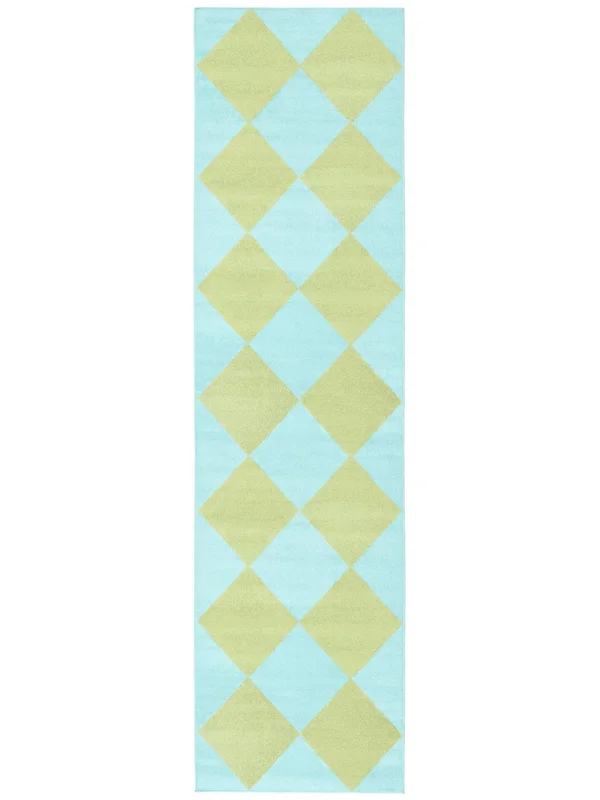 Läufer 80X300 Puzzle Teppich - Grün/Türkis