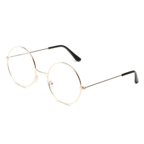 Retro runde briller gullmetall klart glass uten styrke