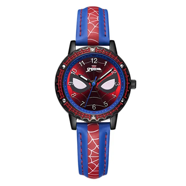 Spiderman Lysende Klokke Vanntett Analog Klokke Barn Bursdagsgave Blått til rødt bånd