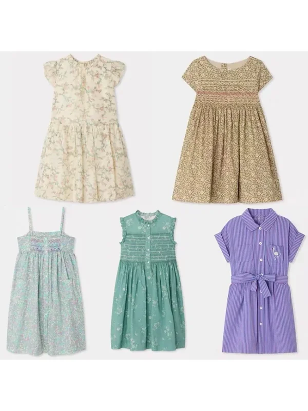 AliExpress - Vorverkauf (Versand April) 2026 BP Sommer Baby Mädchen Besticktes Kleid Blumendruck Hemden Röcke Mädchen Smocking-Kleid Kinderkleidung