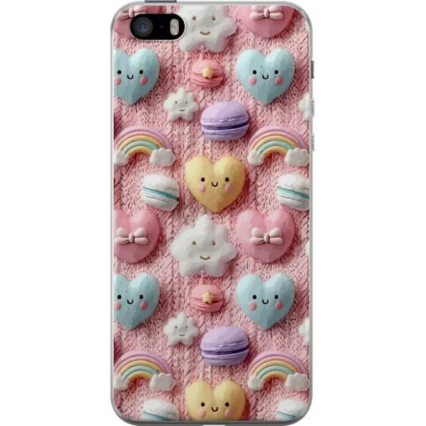 Kompatibel Mobilcover til Apple iPhone SE (2016) Sød pastelmotiv med hjerter, stjerner, regnbuer og macarons