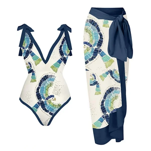 2026 Kvinnor Baddräkt Bikini Baddräkt Topp Klänning Set Blomstermönster Dam Baddräkt Tvådelad Kostym Mode Dam Baddräkter