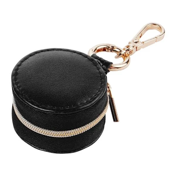 Bärbart Ring Organizer Fodral med Nyckelring, Rese Ring Förvaringsfodral, Anti-Förlorad Nyckelring Behållare för Ringar, Smycken (1, Svart)