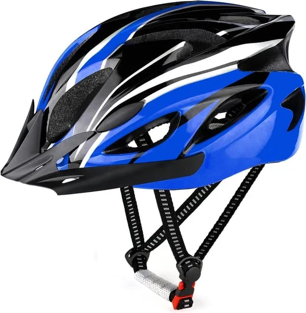 Bicycle Helmet, Adjustable Helmets for Mountain Bike & Road Bike, 18 Vents with Adjustable Strap & Removable Visor (Head Sizes 57-62cm)