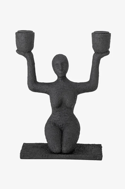 Bloomingville - Lucie Lysestake, Svart, Polyresin - Svart - Lysestaker & lykter - Fra Homeroom