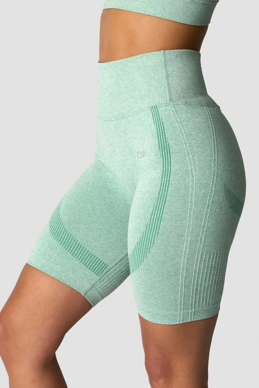 ICANIWILL - Soft Seamless Biker Shorts Light Green Melange- Shorts - Dames - sportkleding van ICIW