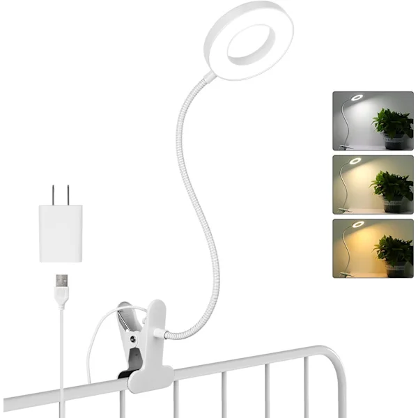 Bordklemme Lampe til Læsning Hjemmekontor, Lysstyrke 3 Tilstande, Klemmelampe til Sengegavl, Håndværk