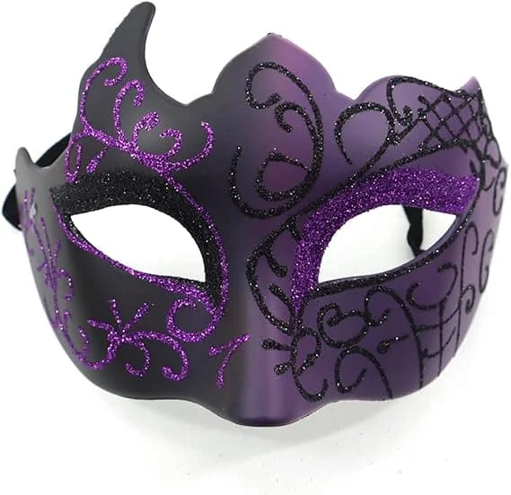 Musta ja violetti - Venetsialainen naamio, naamiaisnaamio, venetsialainen naamio cosplayhin, karnevaaliin, teemajuhliin, miehille ja naisille.