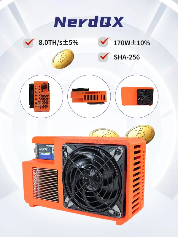 AliExpress - NerdQX 8TH/s ASIC Bitcoin Miner BM1370 Open-Source Solo-Mining-Rig Geräuscharm 180W BTC-Mining-Gerät für Zuhause