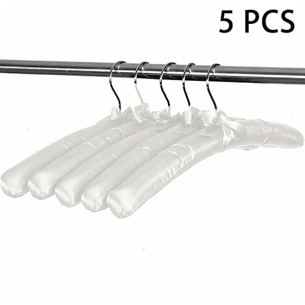 Förpackning Satin Vadderade Galgar, Skjortgalgar Bröllopsklänningsgalgar Silkeslena Mjuka Galgar Utan Bulor för Kappa Blus Klänningar, Vit_jarx