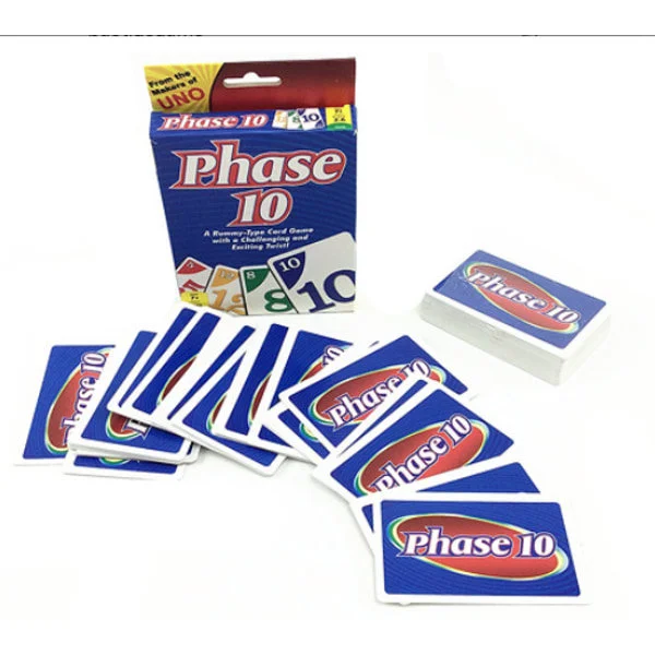 Phase 10 -korttipeli, täydellinen lapsille, perheelle tai aikuisten peli-iltoihin, sopii 7-vuotiaille ja sitä vanhemmille