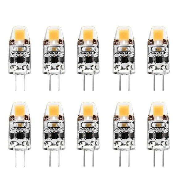 G4 Pære 2W G4 LED-pære svarende til 20W G4 Halogenpære Erstatningsdel, G4 Sokkel AC/DC12V-24V, Kold Hvid 10 stk. Som Vist