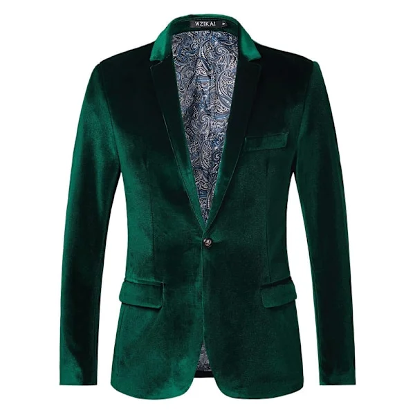 Herre Velvet Blazer Slim Fit Mote Solid Dressjakke