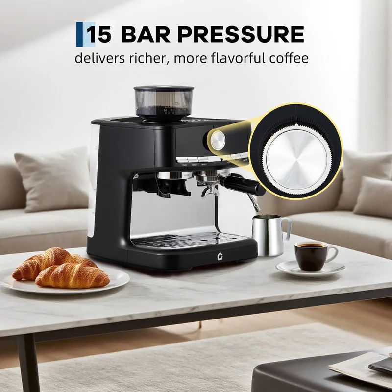 AliExpress - Semi-automatic Coffee Maker 15 Bar with 30 Level Grinder, 1.5L Removable Tank, Professional Coffee Machine for Home Cafe Barista