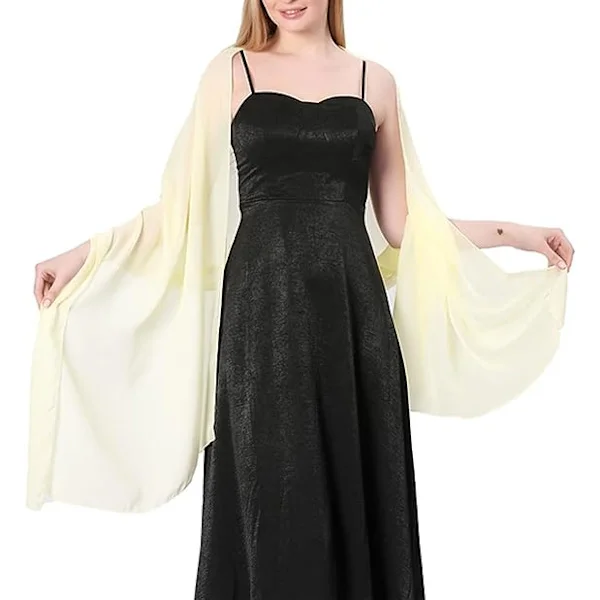 Gennemsigtige bløde chiffon tørklæder og omslag til kvinder af Ladies, lette brudekjoler til aftenfest (beige)