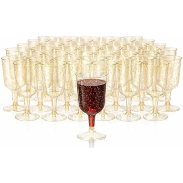 Matana - 48-pakning multifunksjonelle klare vinglass i plast for bryllupsjubileum, hagegrillfest - 180 ml