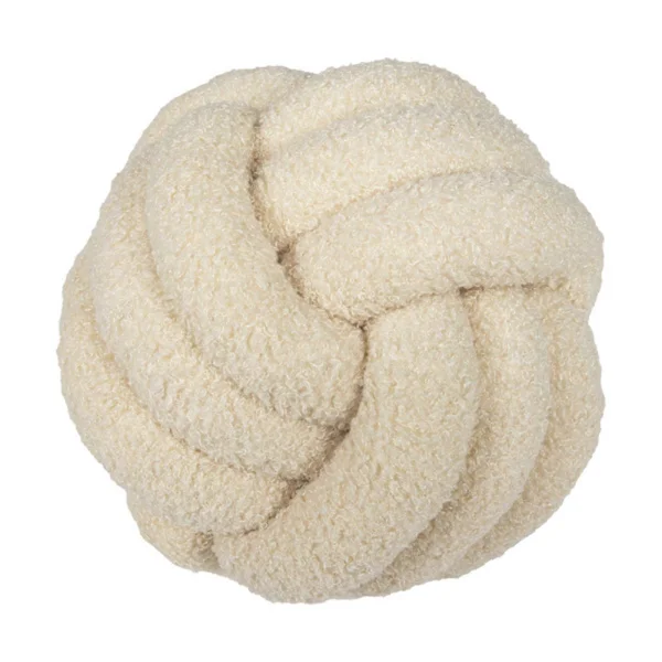 Myk Plysj Knutepute Ball, Rund Pyntepute Håndlaget Moderne Dekorativ Pute for Sofa Seng Gulv [DB] Beige