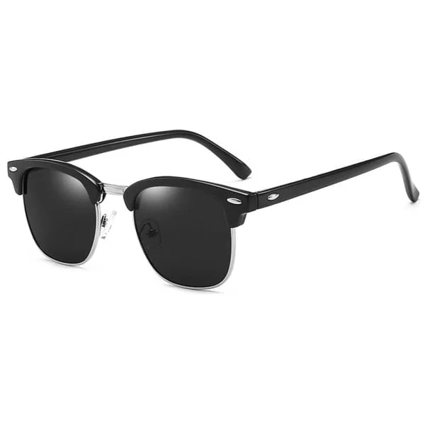 Matte Black Sunglasses Clubmaster Silver Black Lenses Black