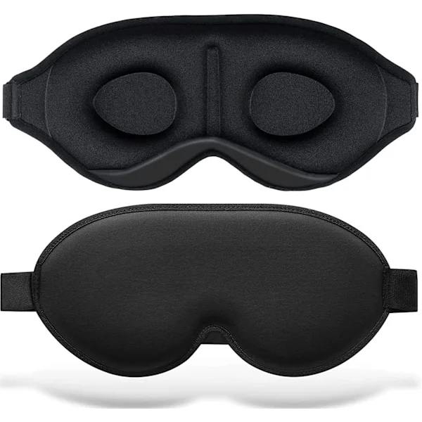 3D Myk og Komfortabel Sovemaske, Ultra-Fit Sovemaske for Sidesovere, Øyemaske, Reise, Insomni (Svart)