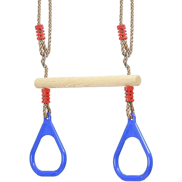 Swing utendørs barn 120 kg bæreevne multifunksjonell barnes tre trapes swing gym ringer