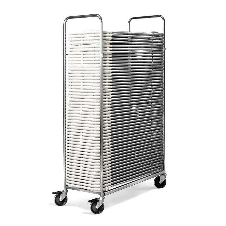 Chair trolley + 50 chairs, white