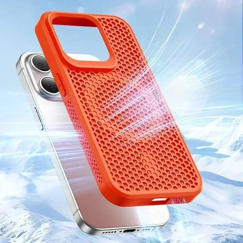 AliExpress - Kühlung Wärmeableitung Telefon Fall Für iPhone 17 16 15 14 13 12 11 Pro Max Plus Atmungsaktive Harte Rückseite Magnetische Abdeckung Für 