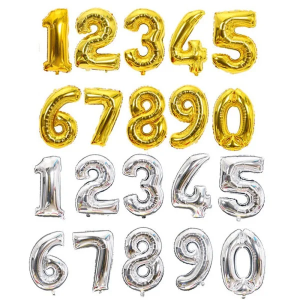 Sifferballonger GULD / SILVER 40cm - Siffra 7